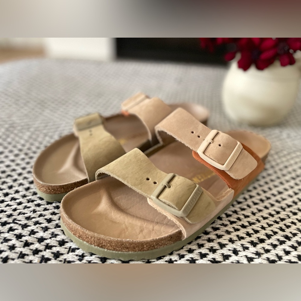 Free People Birkenstock Arizona Sandals Split Leather Color Block 40 RARE - Picture 7 of 14